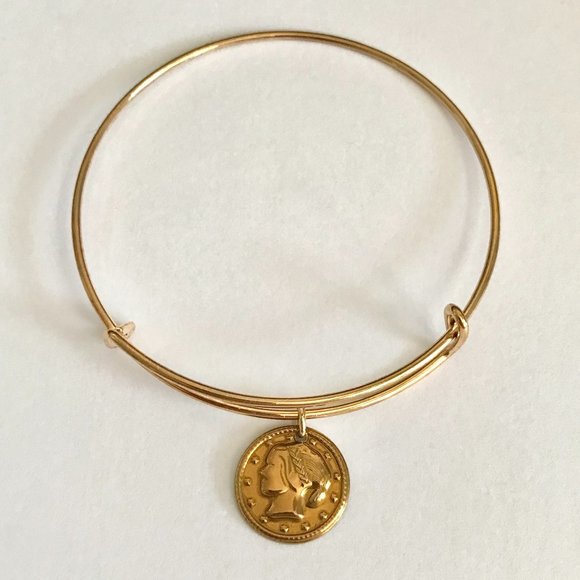 Vintage French Italian Coin Charm Bracelet Gold Plated Wire France Italy Lady - Picture 5 of 9